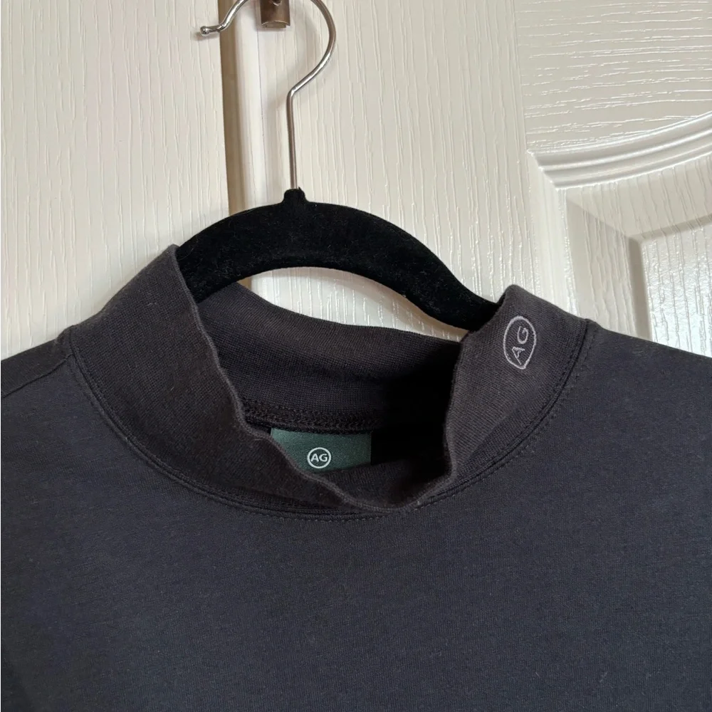 AG Adriano Goldschmid black short sleeve mock turtleneck Pima cotton large - Picture 7 of 10